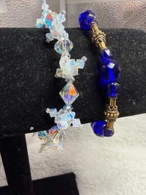 Beautiful Aurora Crystal Bracelet & Cobalt Faceted Bracelet.